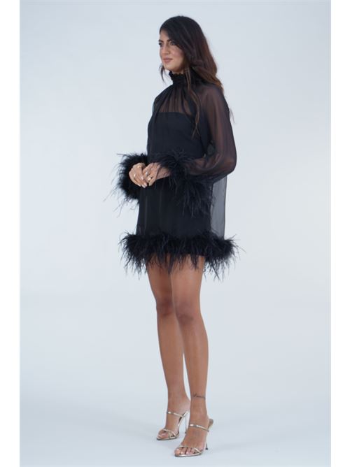 Abito corto Asterm in organza con piume Alma Sanchez | ASTERM-GNERO